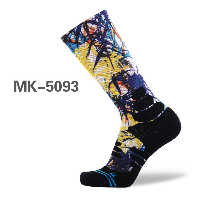 Meikan Men's High Print Basketball Socks European and American Street Kuchao Athletic Stockings Fashion Elite Men's Socks