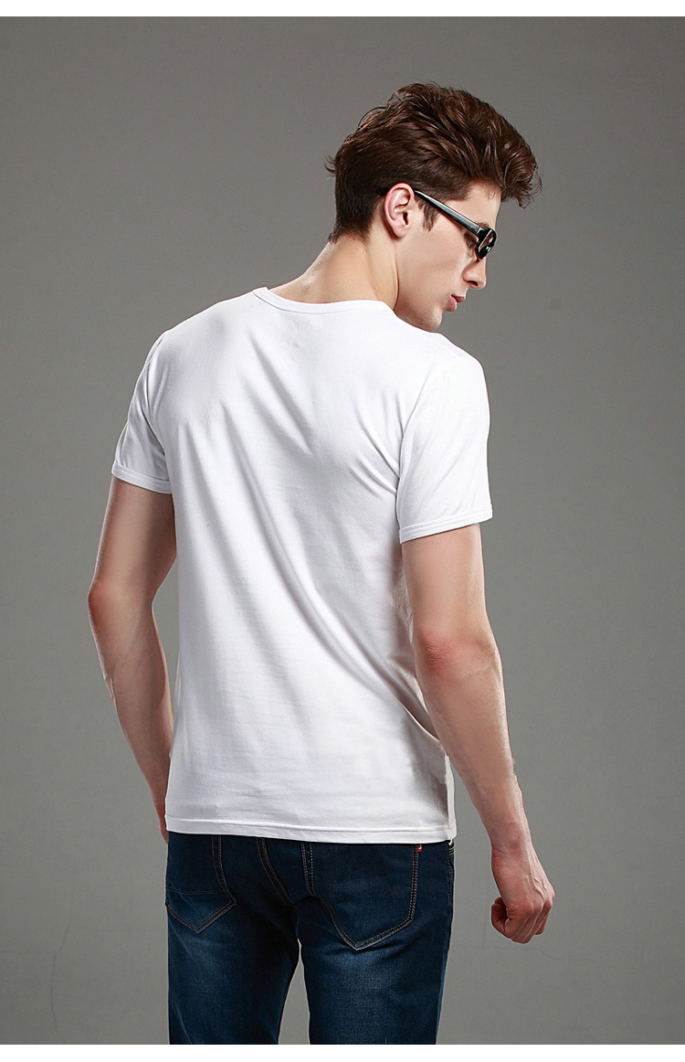 男士夏季韩版短袖纯棉v领t恤 男装修身打底衫宽松汗衫 厂家直销