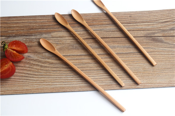 厂家直销 新品 长细柄荷木本色勺 木勺 简约圆柄勺子 咖啡勺