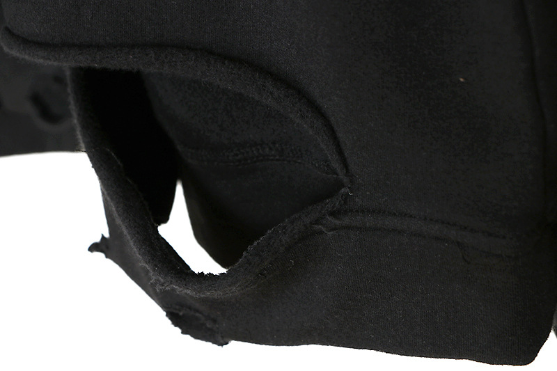 杨幂同款黑色卫衣女2016快乐大本营破洞圆领套头上衣