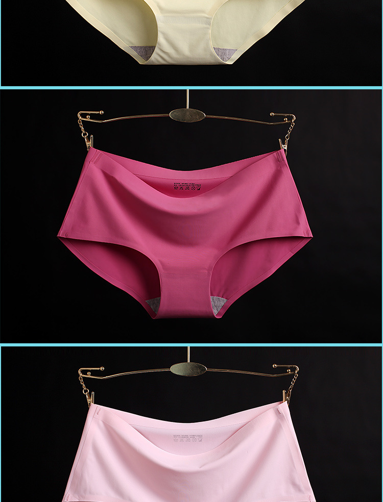 一片式冰丝无痕内裤性感提臀中腰女士三角裤纯色内裤厂家批发
