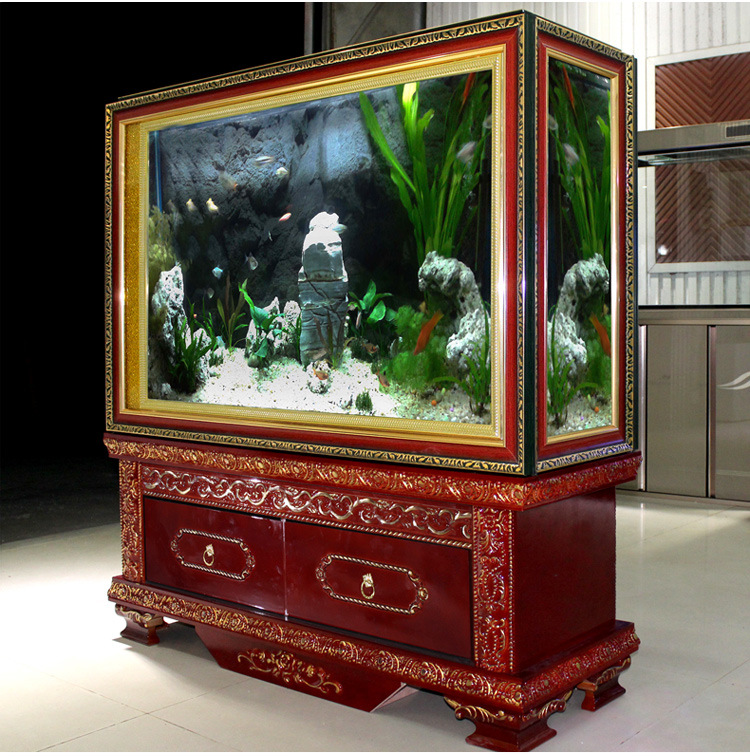 欧式生态鱼缸水族箱创意玻璃鞋柜长方形客厅中型大型下过滤金鱼缸