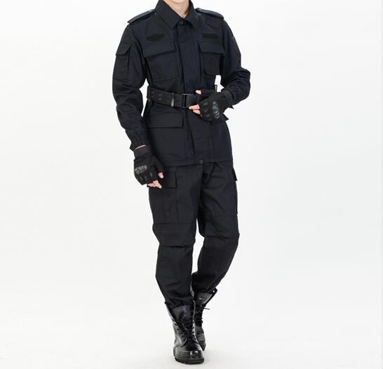 黑色网格特勤长袖09特训防静电作战服训练服套装户外春秋保安服