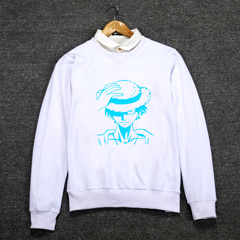 2016秋冬季潮牌荧光海贼王路飞夜光男卫衣男士学生情侣装外套女式