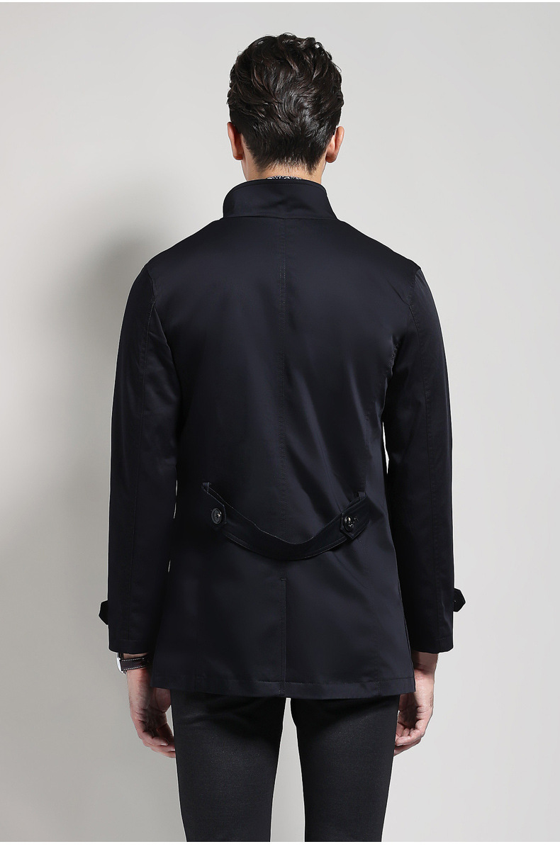 大洋霸男装16年秋装新款 男士休闲立领风衣中长风衣外套男8.