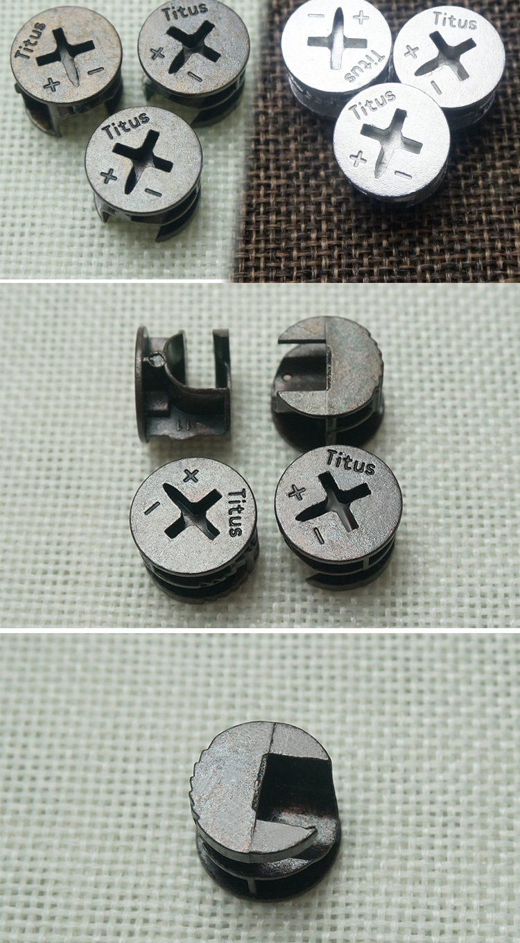 titus铭朗五金 三合一连接件 锌合金偏心轮连接件 家具五金配件