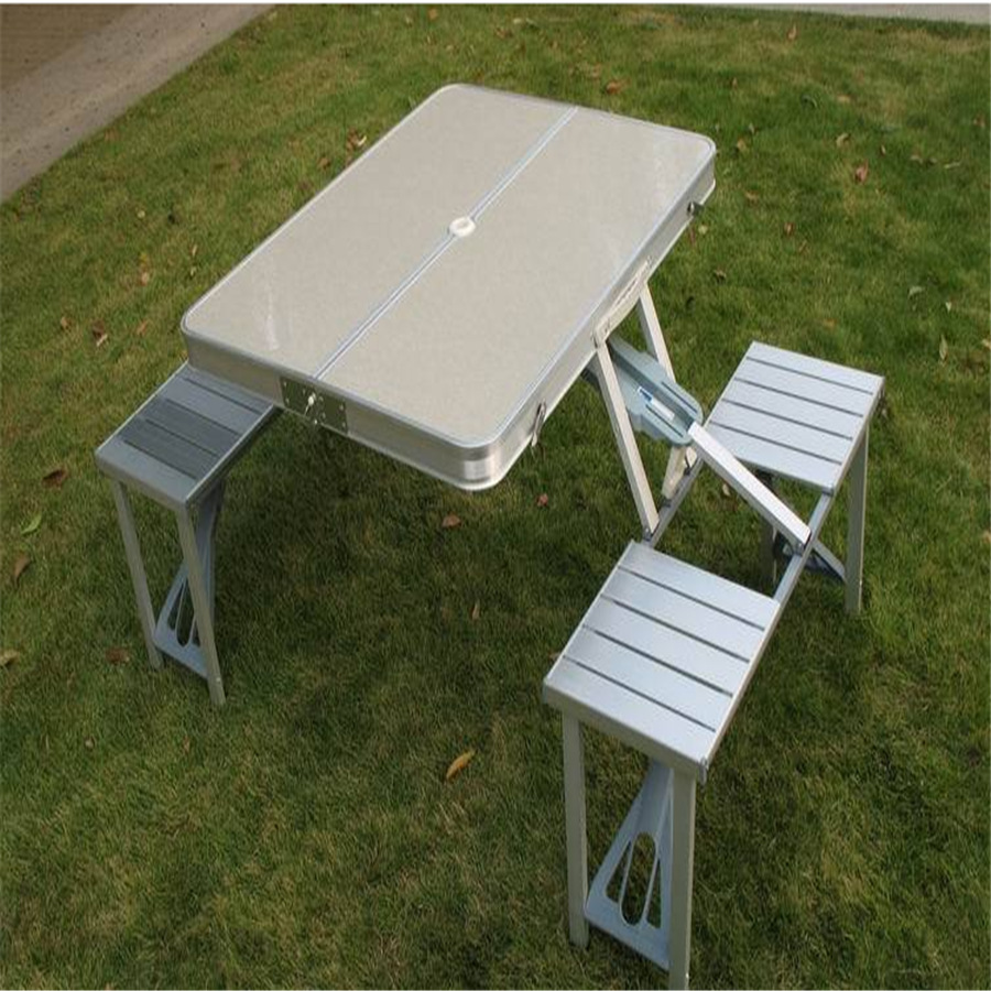 微商爆款户外铝合金折叠桌椅沙滩桌椅连体桌椅休闲桌一件代发