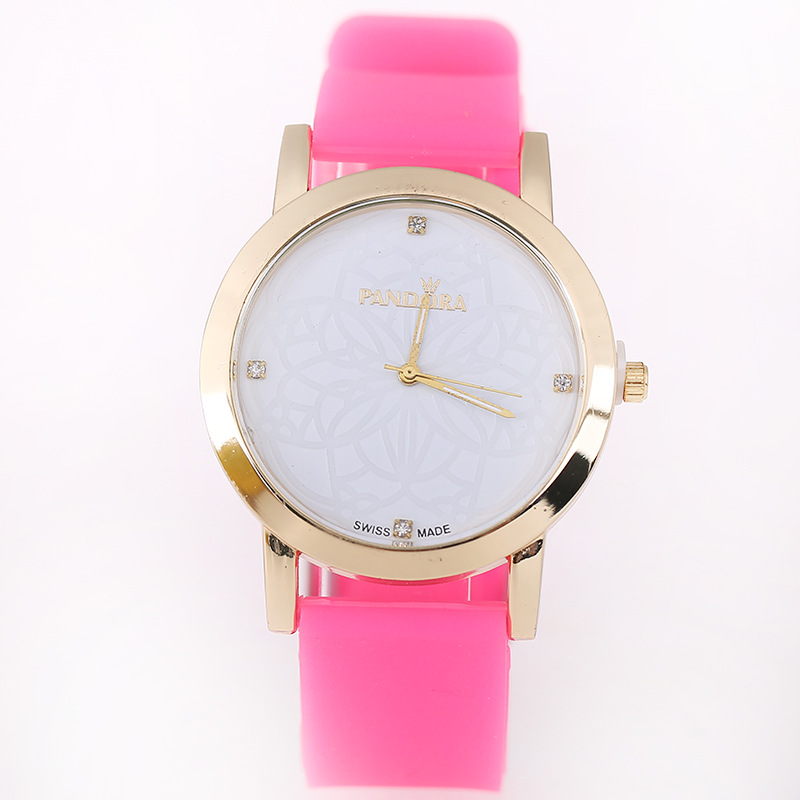 速卖通ebay爆款 品牌潘多拉女士石英手表 硅胶手表 大量现货批发