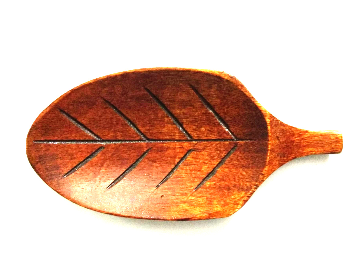 多功能木勺雕刻叶子茶勺筷架调料勺木质环保老漆环保木勺