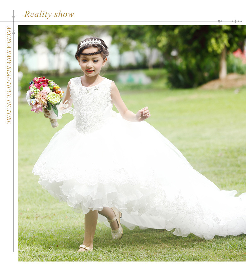 春夏童装公主裙儿童礼服女童礼服蓬蓬裙婚纱裙宝宝花童裙拖尾长裙