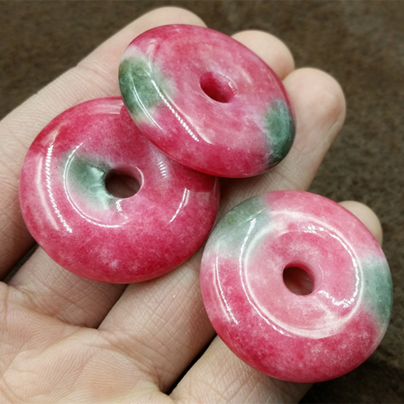 新款粉色桃花玉平安扣吊坠 35毫米粉色玉石平安扣吊坠-阿里巴巴