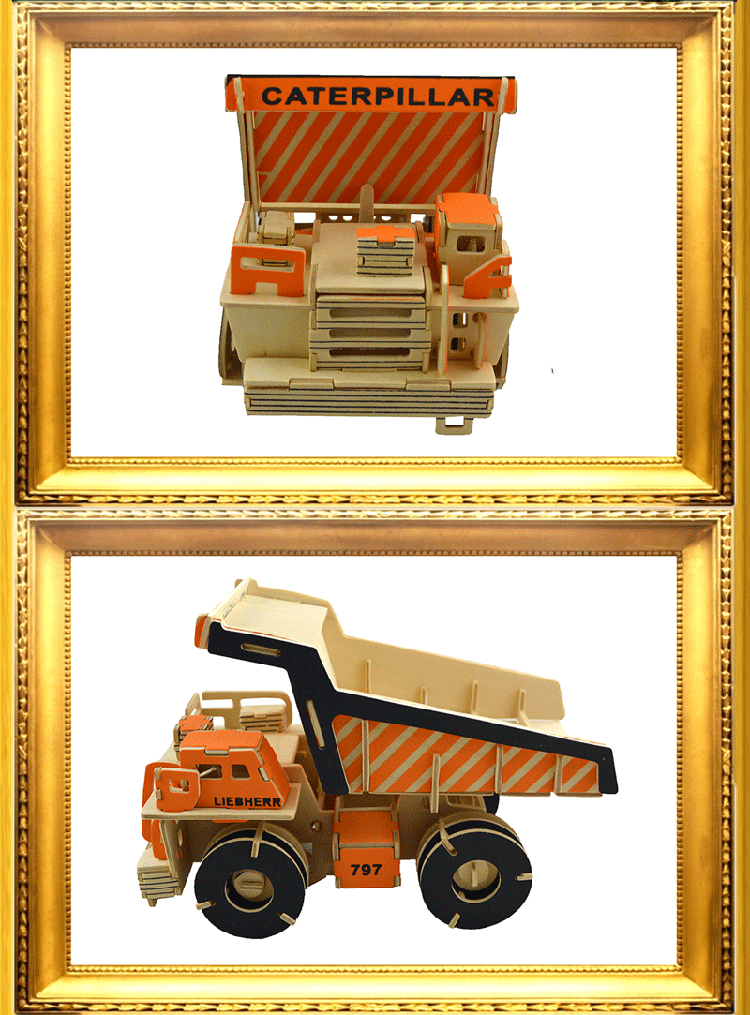 巨型矿车 3d木制仿真模型儿童早教益智玩具diy立体木质拼图装饰品