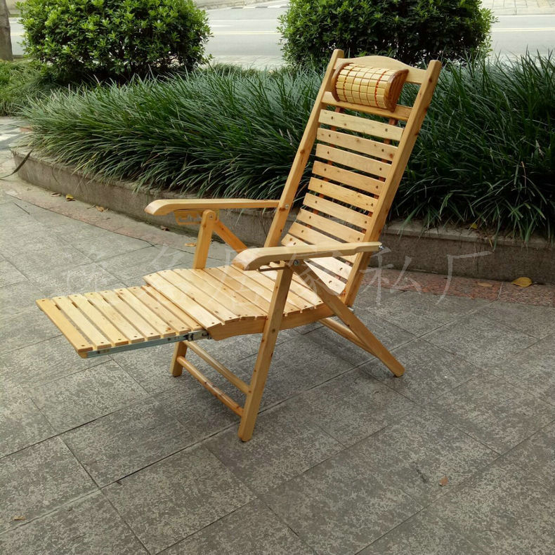 拖躺椅实木躺椅 户外折叠沙滩椅 香柏木简约午休躺床椅 - 家具批发网
