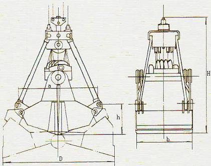 亚重u101 四绳抓斗 液压抓斗 电动马达 遥控抓斗 多瓣 双绳 重型
