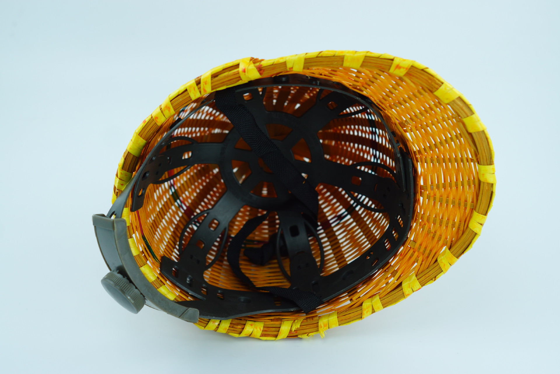 竹子手工编织安全帽 夏季透气安全竹子头盔 防砸工地施工草帽批发