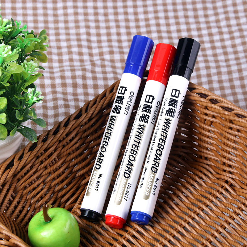 eli得力6817白板笔水性可擦记号笔2mm展示板笔白板书写笔10支/盒