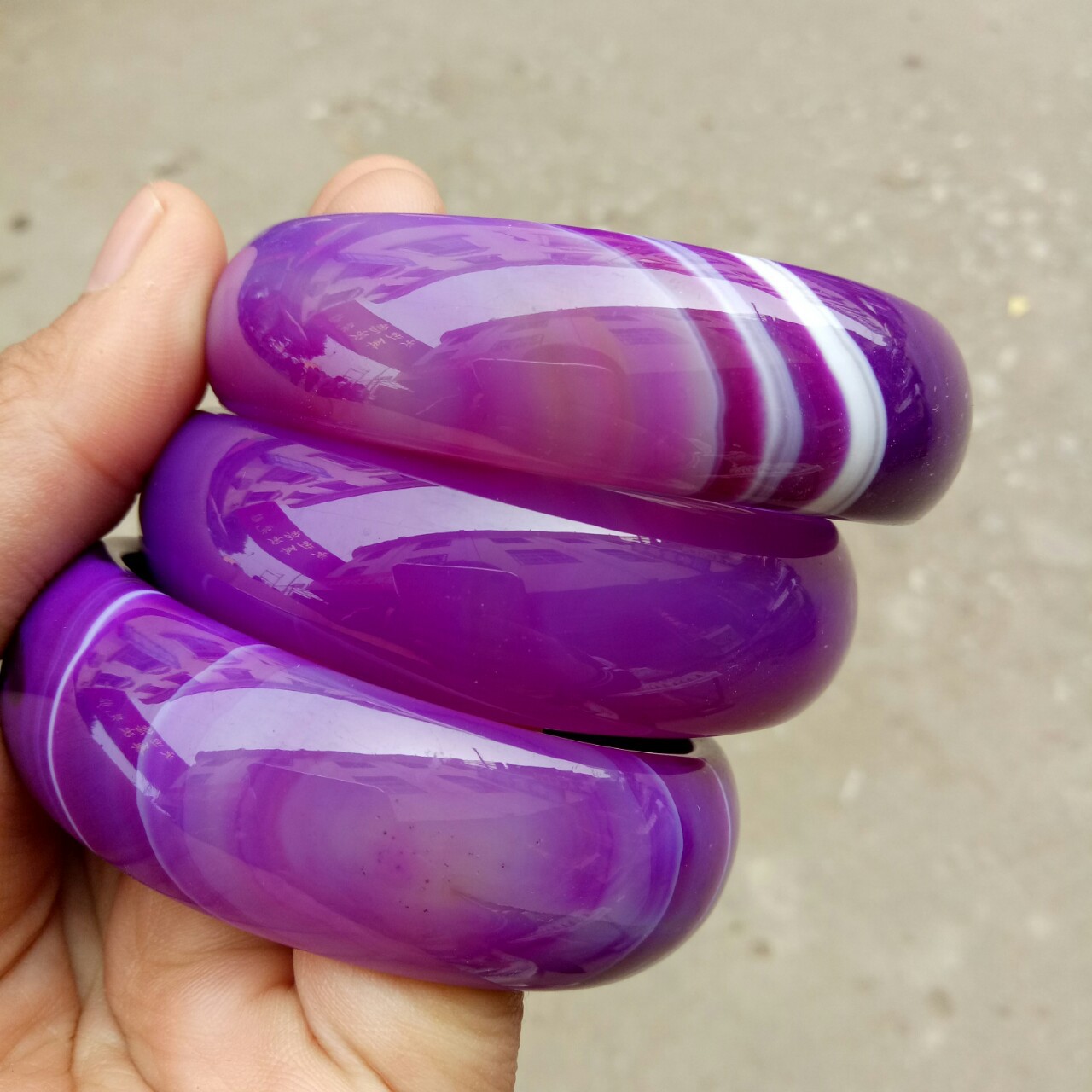 天然玉器玛瑙玉髓紫色手镯加宽加厚紫色花纹女士手环低价手镯批发
