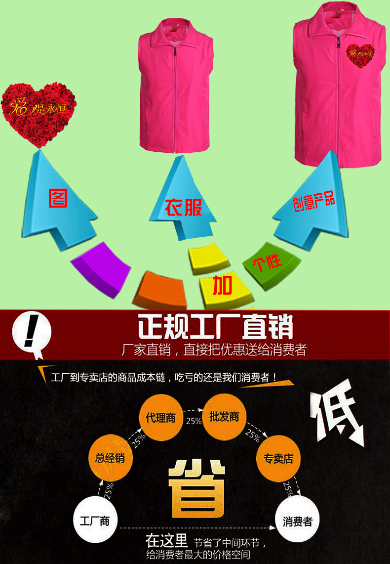 低价皇冠紫色纯色2016春季化纤类混纺马甲xl湖蓝色拉链孔蓝色广告