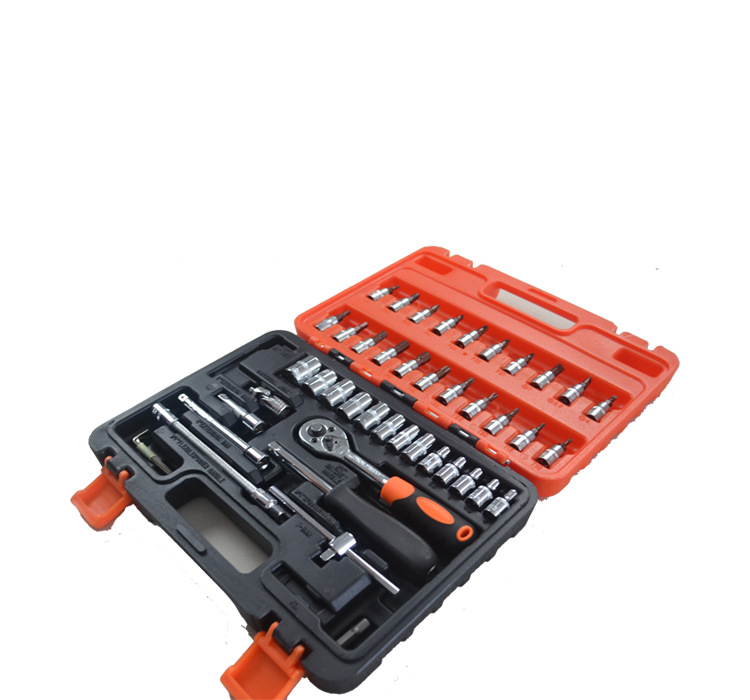 46件套装棘轮套筒扳手套装汽修汽保工具组套组合随车五金工具箱