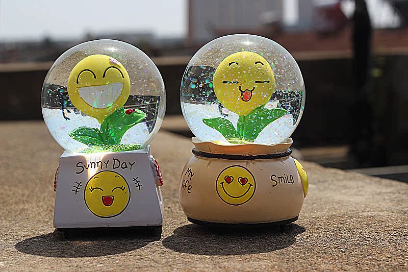 大号旋转水晶球向日葵太阳花音乐盒八音盒创