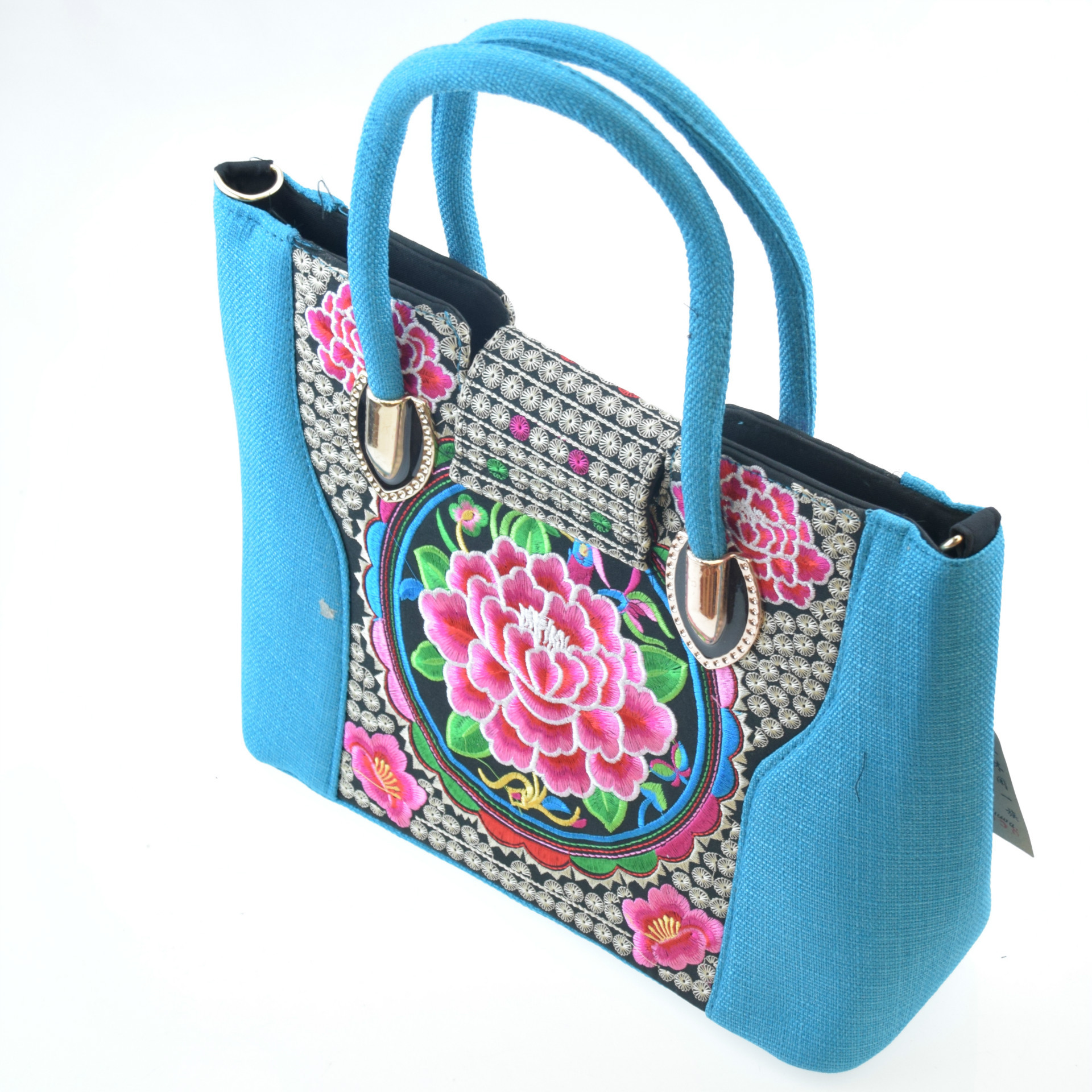 民族风绣花手提包 刺绣帆布袋双面手提包 复古单肩斜跨包 女包