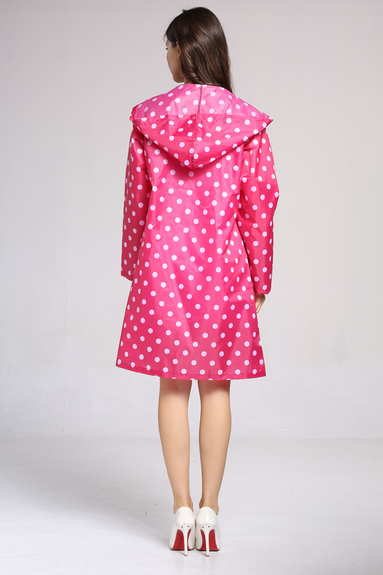 工厂直销日韩时尚女 波点圆点雨衣 超薄透气长款雨衣雨披一件代发