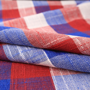 21s双色纵横大格子面料 棉麻色织格子布 色织衬衫箱包沙发巾布料