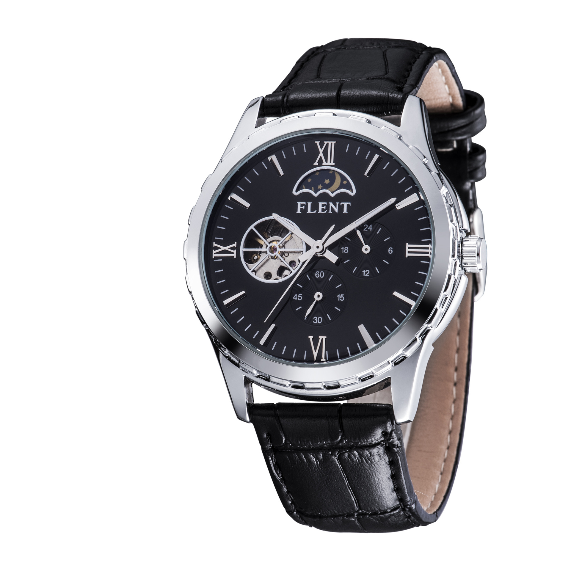 厂家批发外贸速卖通ebay亚马逊全自动商务手表机械表镂空皮带手表