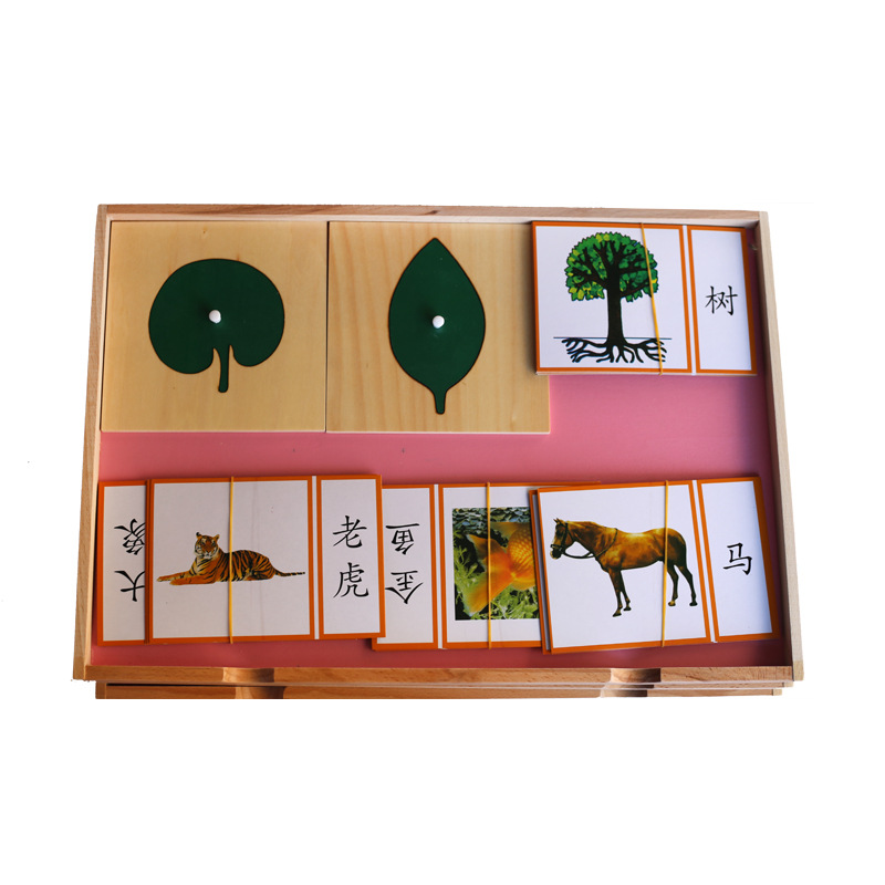 蒙台梭利教具树叶嵌板动植物卡片柜益智早教3周岁以上儿童教具