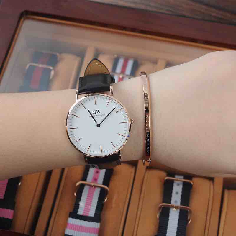 最新款正品dw玫瑰金手镯 男女情侣配对时尚手表配饰开口简约手环