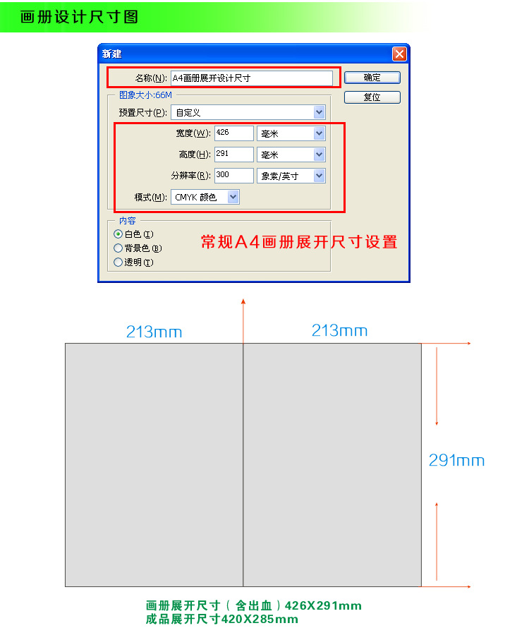 画册尺寸示意图