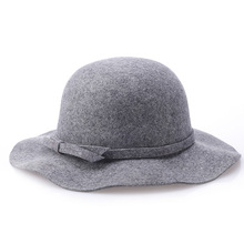 女士帽子2020秋冬季新款纯羊毛波浪盆帽毛呢毡帽简约渔夫帽批发