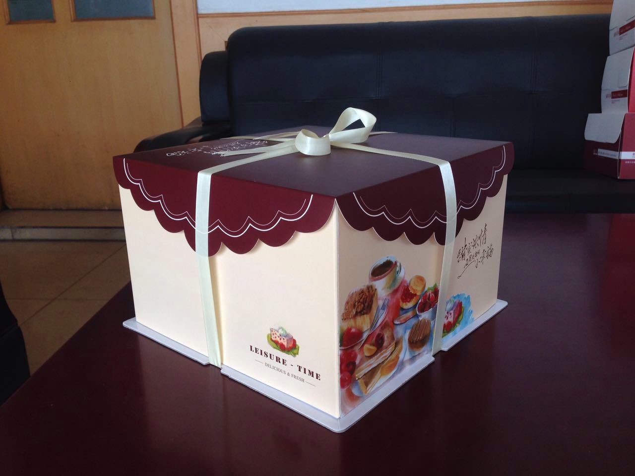 金玉满田 甜蜜浓情 三体方盒 方盒生日蛋糕盒 6-14寸包装盒-塑料包装