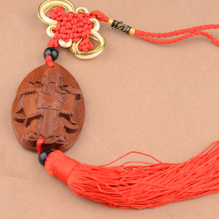 Zhonggong Craft Wooden Car Hanging Ornaments God of Wealth Safe Trip Car Accessories Ornaments