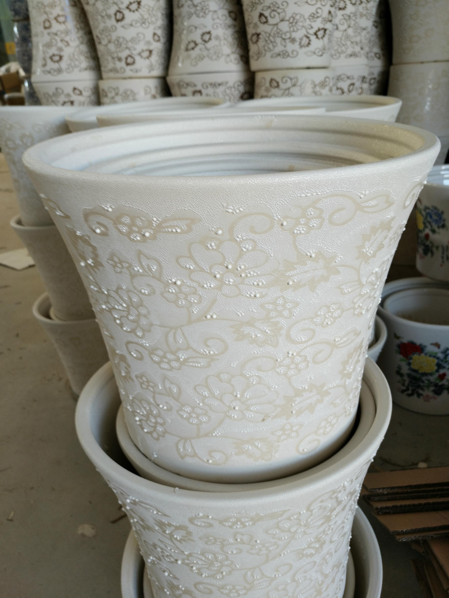现代陶瓷花盆缩点釉白色兰花花盆,矮花盆厂家直销