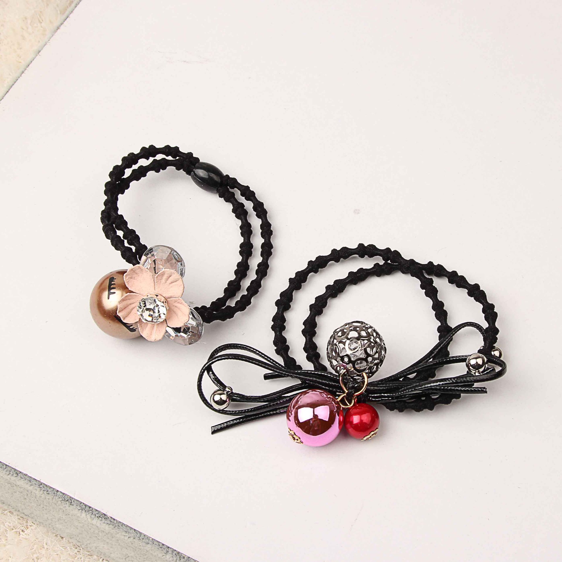 新款韩国发圈 高档发饰水晶头绳花朵皮筋2元店摆地摊