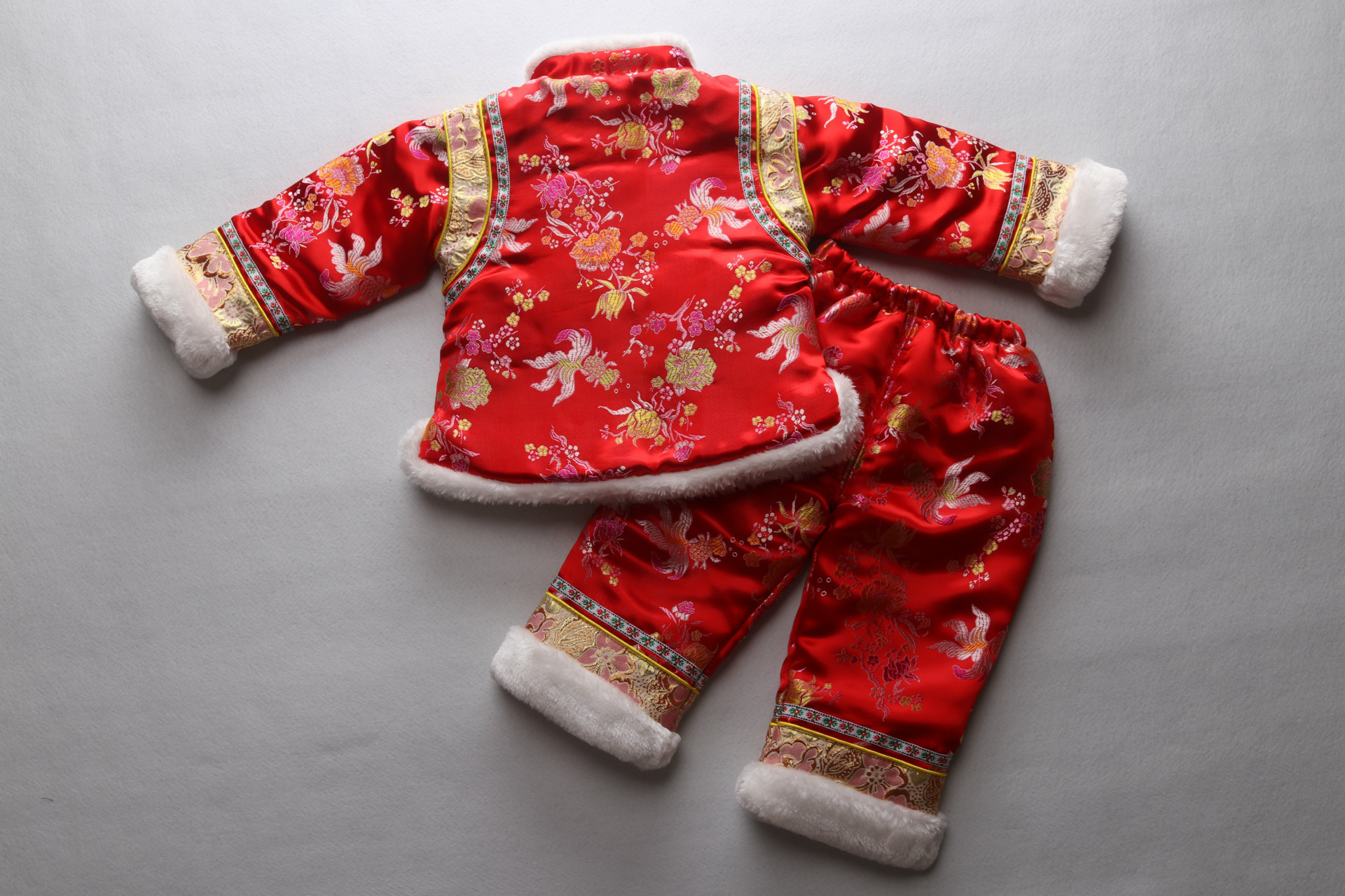 2016新款儿童唐装男女童秋冬过年喜庆加厚棉衣套装1234岁一件代发