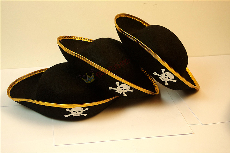 元旦海盗帽杰克船长海盗帽子三角蕾丝边海盗帽子三角海盗帽
