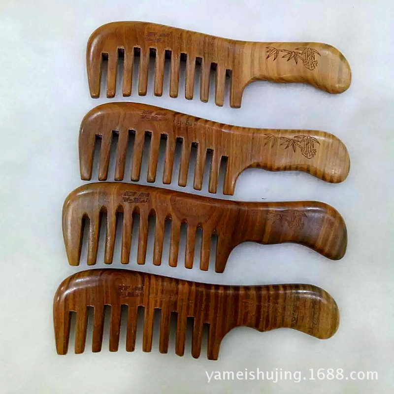 厂家批发加厚六齿绿檀山型形刮痧按摩梳 红檀绿檀按摩梳