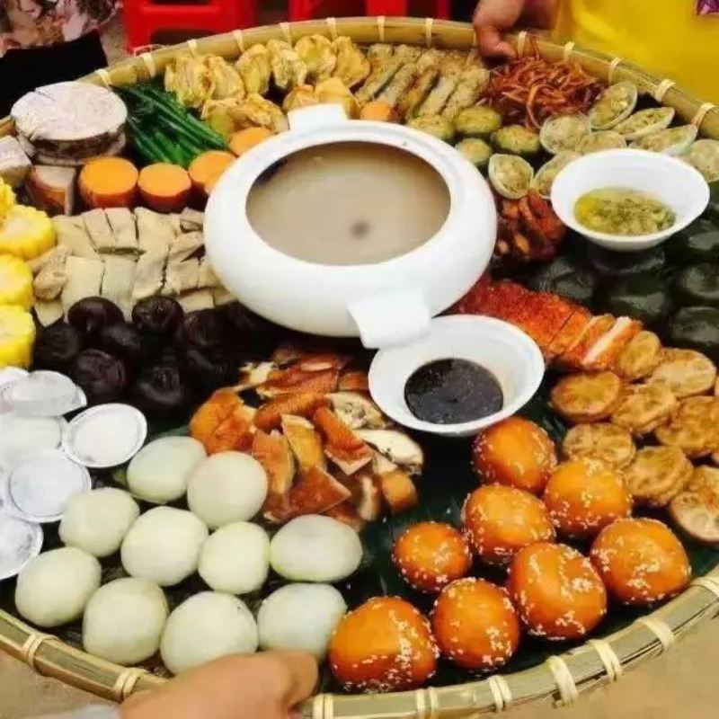 72厘米竹编簸箕蒸煮食物农家特色早餐农家菜簸箕宴摆设使用