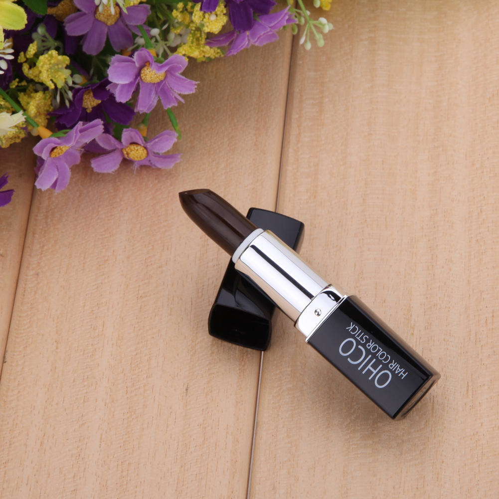 口红式一次性暂时染发笔纯植物遮白发染发膏临时性黑色染发剂批发