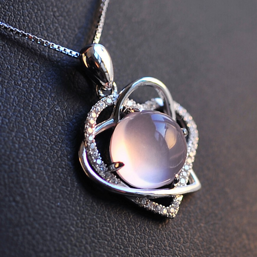 速卖通热卖925纯银饰品水晶项链 心形葡萄石吊坠淘宝天猫同款货源