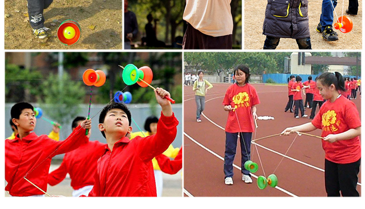 双头初学空竹 扯铃皮碗耐摔中老年健身陀螺 空竹专卖批发玩具