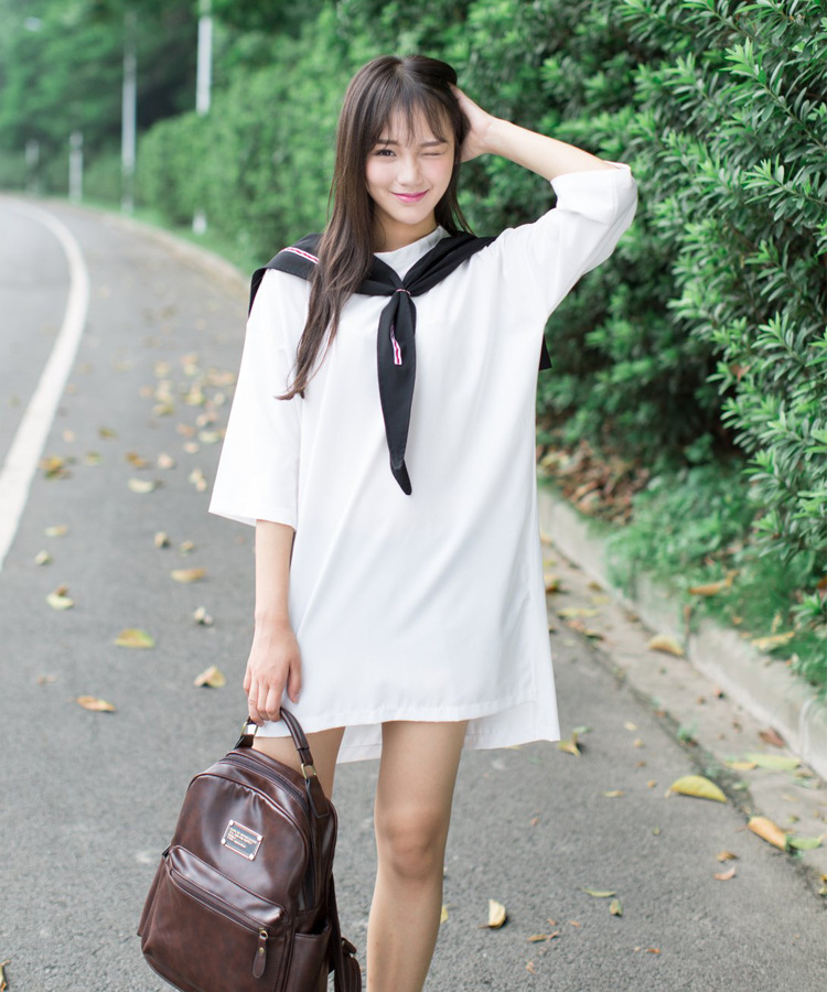 日本女学生装水手服夏jk制服日系短袖英伦海军风cos