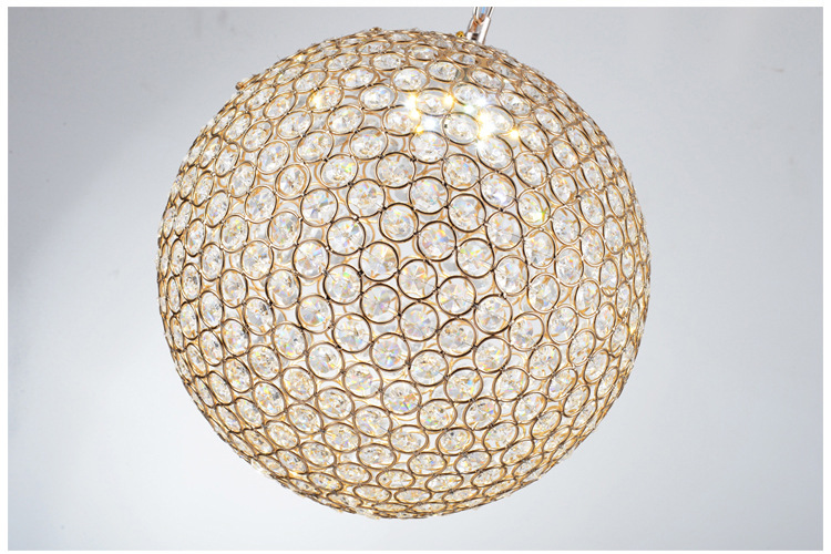 简约创意个性客厅餐厅吊灯卧室吧台金色铁艺圆球形水晶吊灯具6.