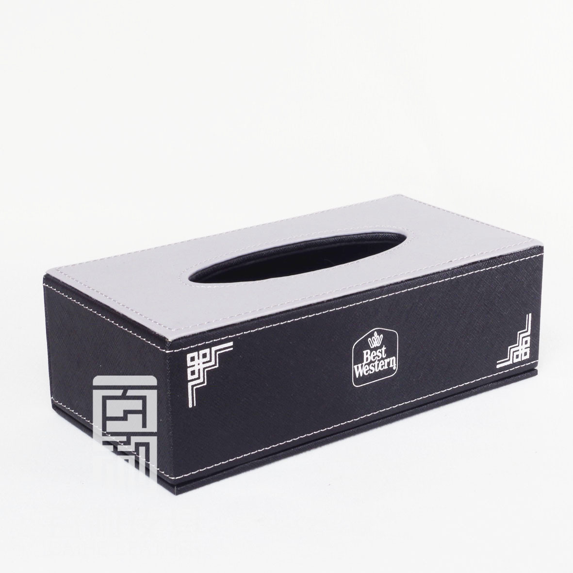 酒店用品皮质纸巾盒纸抽长方形抽纸盒pu可印酒店标志黑色对角花