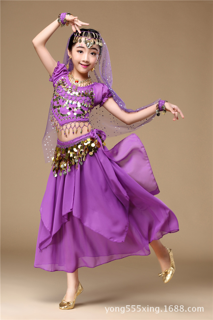 泳达嘉艺儿童印度舞蹈服装演出服套装六一舞蹈表演服肚皮舞演出服