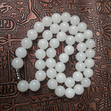 天然新疆白玉项链 8mm金丝玉圆珠项链 特价批发零售