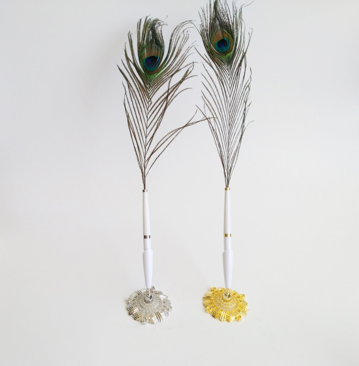 高端婚礼签到笔 签名笔 羽毛笔 孔雀毛笔 婚礼现场装饰品低价批发