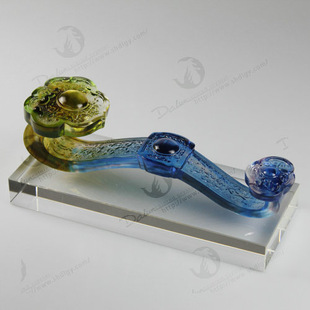 双凤朝阳如意 古法琉璃如意 祝福摆件 工艺品 风水 顺风顺水